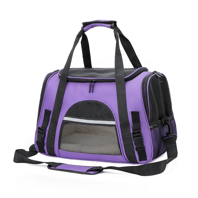 Soft-Sided Pet Travel Carrier , Mesh Breathable Carrier Bags for Cats Dogs Comfort Foldable Handbag Pet Transport Bag