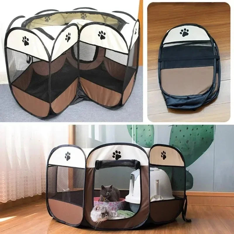 Foldable Octagonal Pet Tent Portable Cat Dog Cage for Outdoor Camping Large Enclosure Travel Fence House for Cats and Dogs
