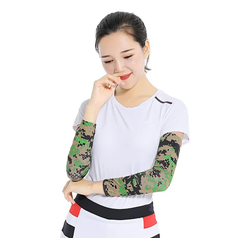 Arm Sleeves Ice Fabric Breathable Quick Dry Running Sportswear Sun UV Protection Long Arm Cover Cycling Arm Sleeves