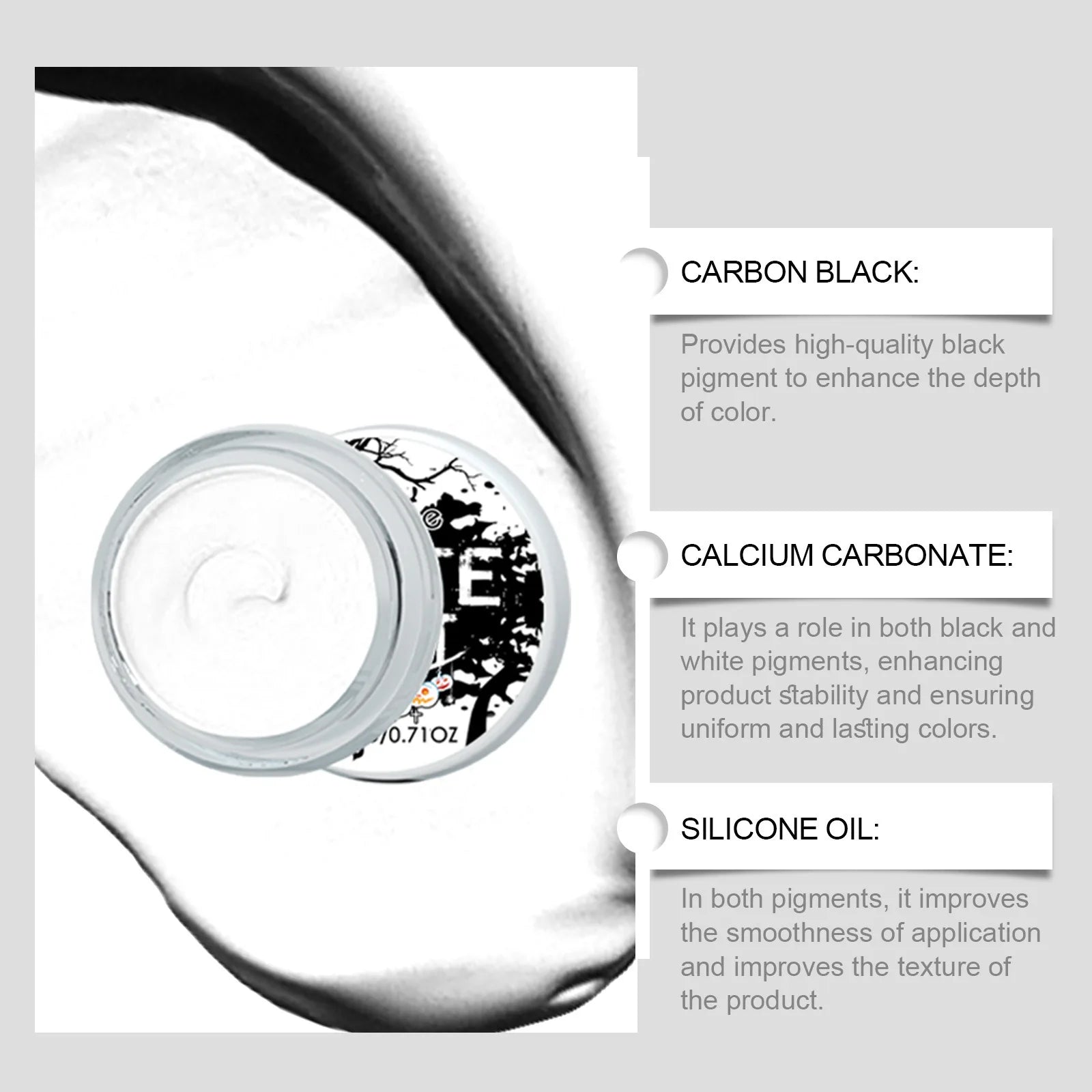 Black & White Face Body Paint Kit with Brushes Long-Lasting Makeup For Halloween Festive Fun Makeup Accessories Makeup Set
