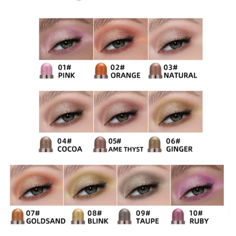 10 Color Double Ended Eye Shadow Stick With Sponge Brush Pearlescent Lasting Eyeshadow Pen Contouring Portable Makeup Cosmetics