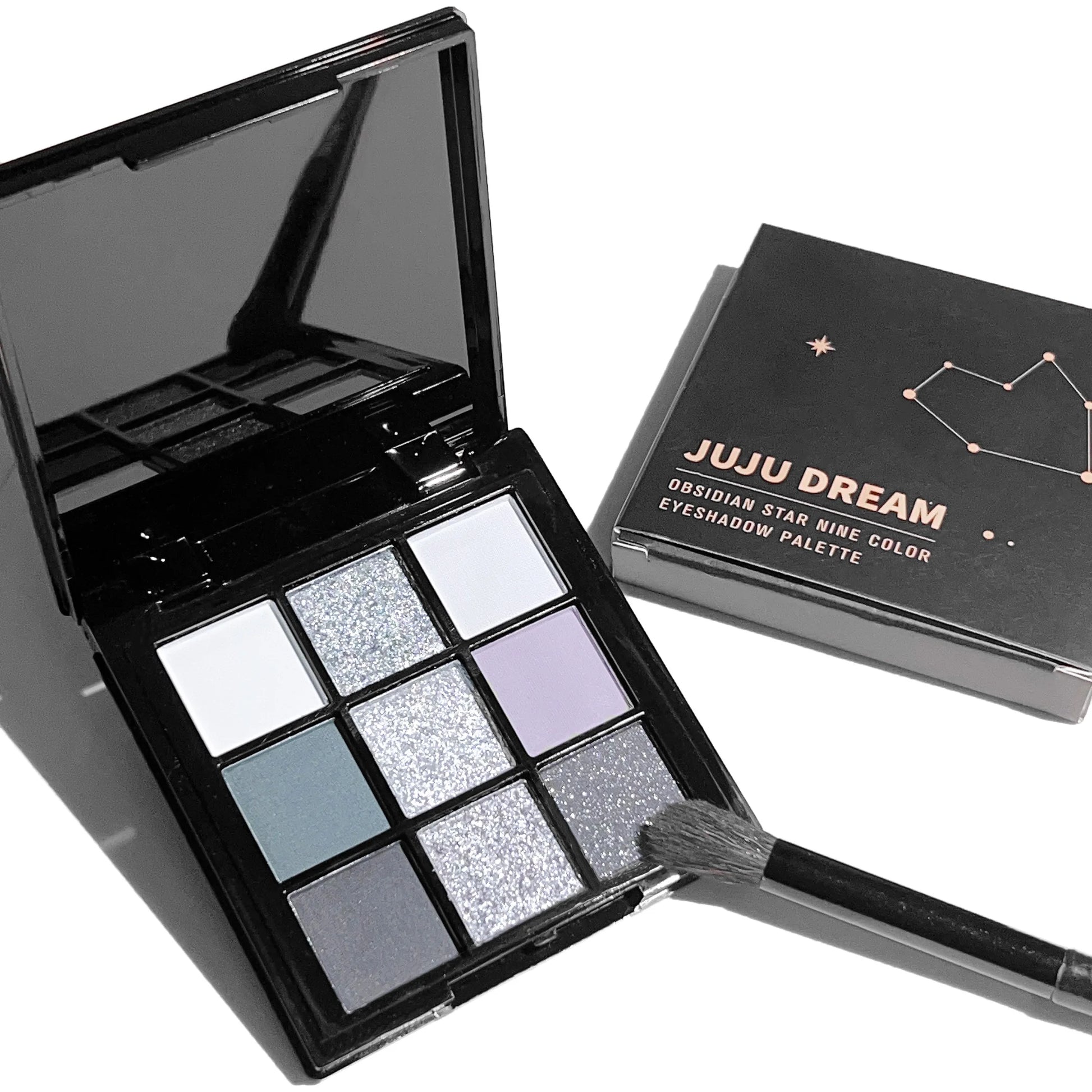 Smoky eyeshadow tray, 9-color black dark gray smoky Gothic makeup tray, 9-color soft mist pearlescent high color basic black and