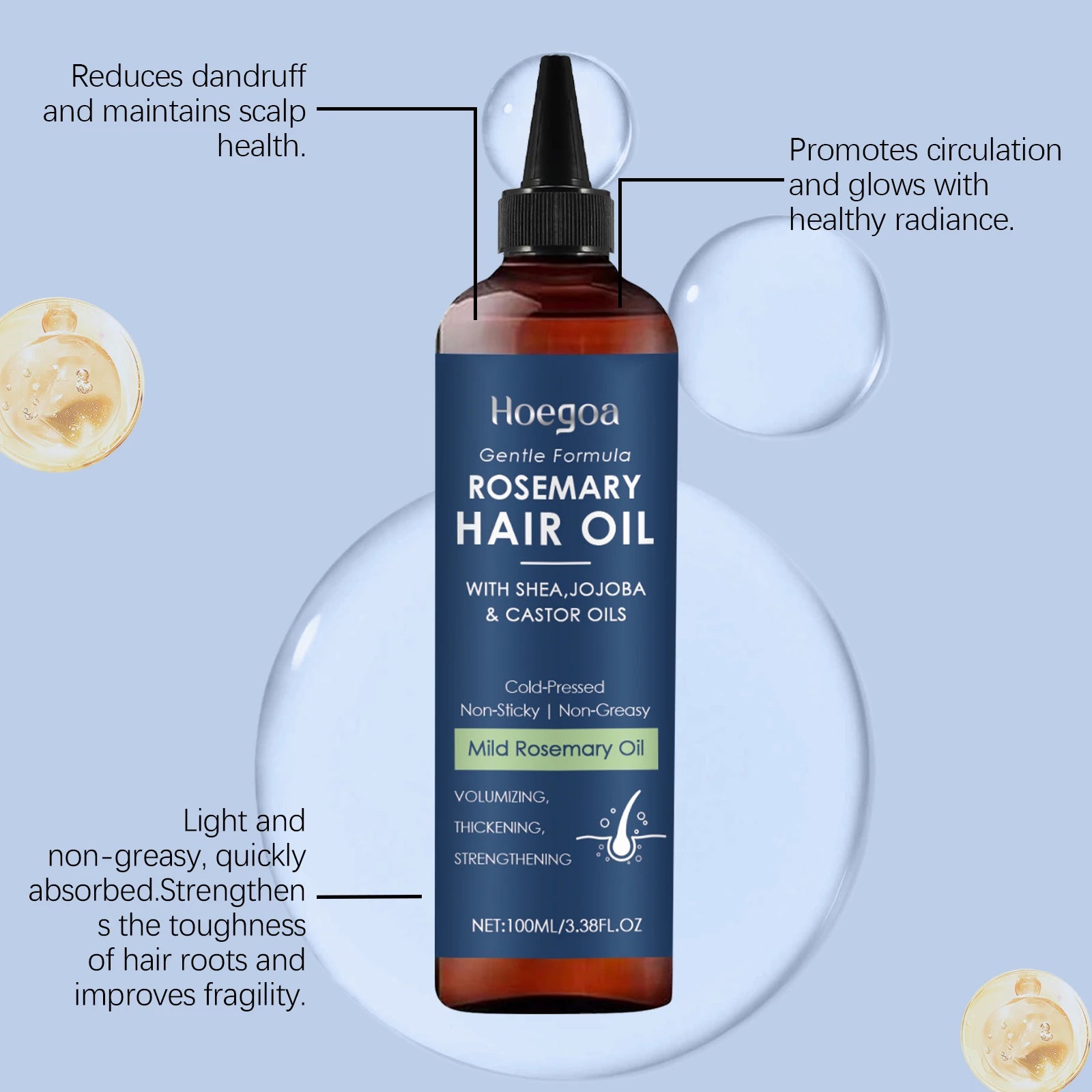 Rosemaries Oil For Hair Growth Infused,Hair Strenghtening Treatmenting,Nourishing Volumizing,With Jojoba Oil Castor Oil 100ml