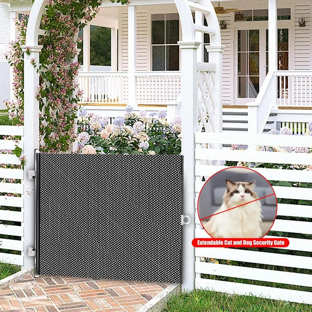 Dog Gate Retractable Pet Safety Gate Wide Pet Isolation Gate Indoor Mesh Fence for Dogs And kitten for Doorway Stairs Balcony