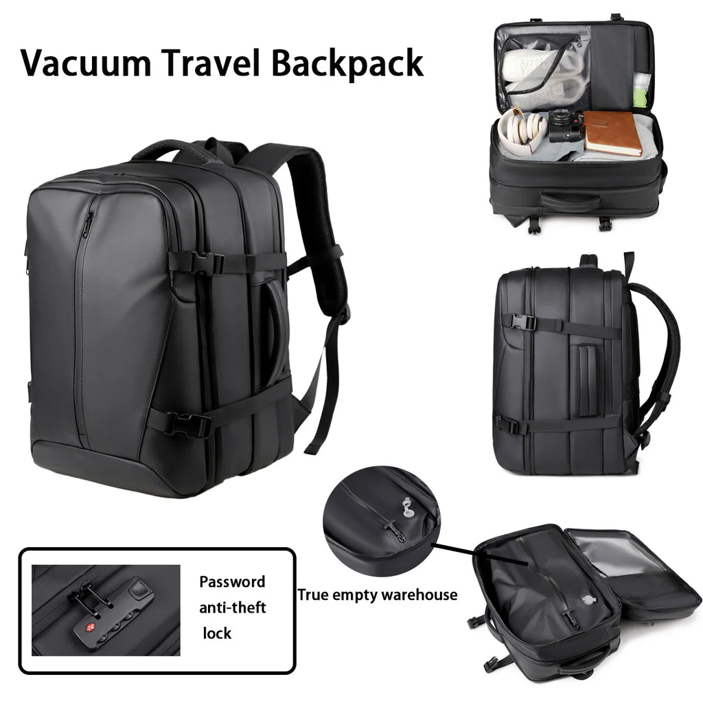 Unisex Vacuum Compression Solid Color Simple Travel Backpack, Large Capacity And Durable Multi-compartment Carry-on Bag