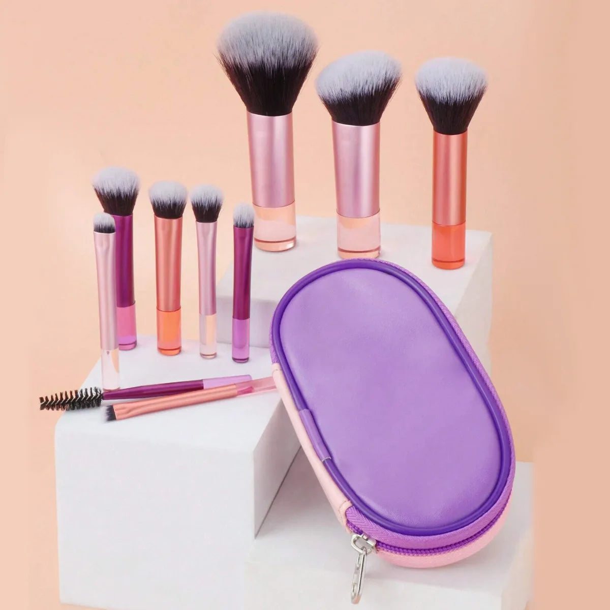 10 color Mini makeup brush Travel portable Makeup Tool - Palm Brush Professional Makeup tool set gift