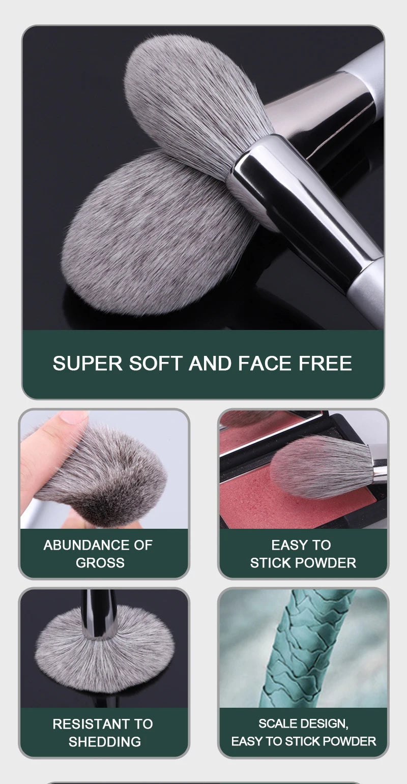 KLINA 12PCS Makeup Brushes Kit Professional Natural Goat Hair Foundation Powder Contour Eyeshadow Lip Make Up Tools For Women