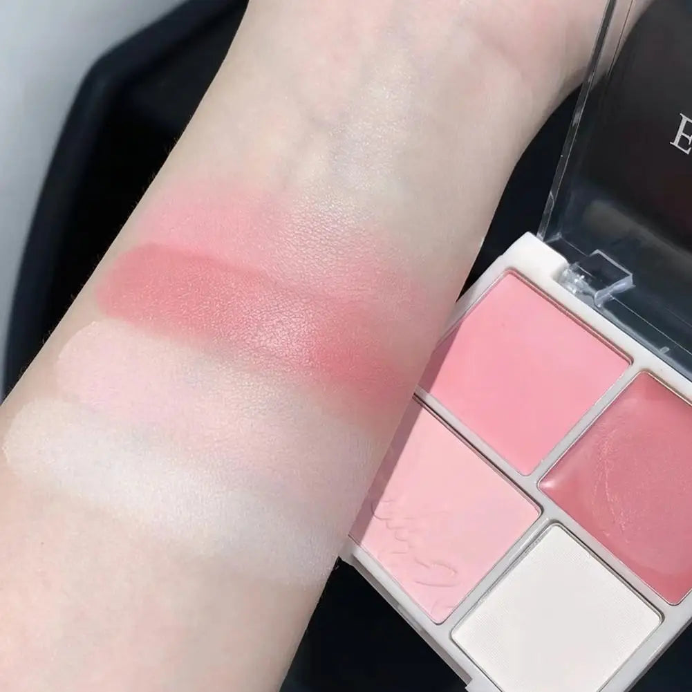 4 Colors Concealer Blush Cream Matte Highlight Contour Makeup All-in-one Palette Rose Hawthorn Cheek Tint Blusher Powder Makeup