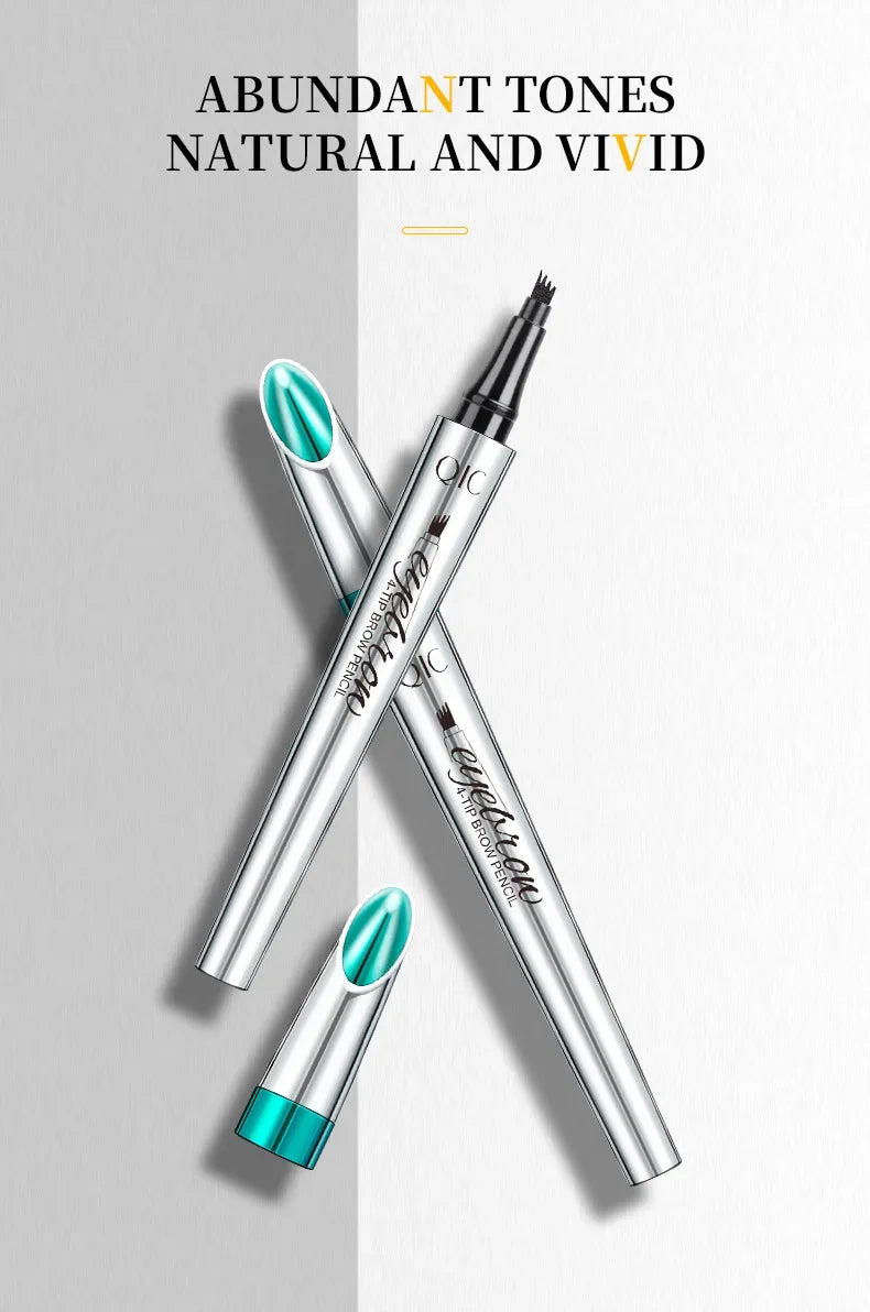 Eyebrow Pen 4 Forks Tip Eyebrow Tattoo Pencil Long Lasting Quick Drying Ultra-fine Sweat-Proof Dark Brown Makeup