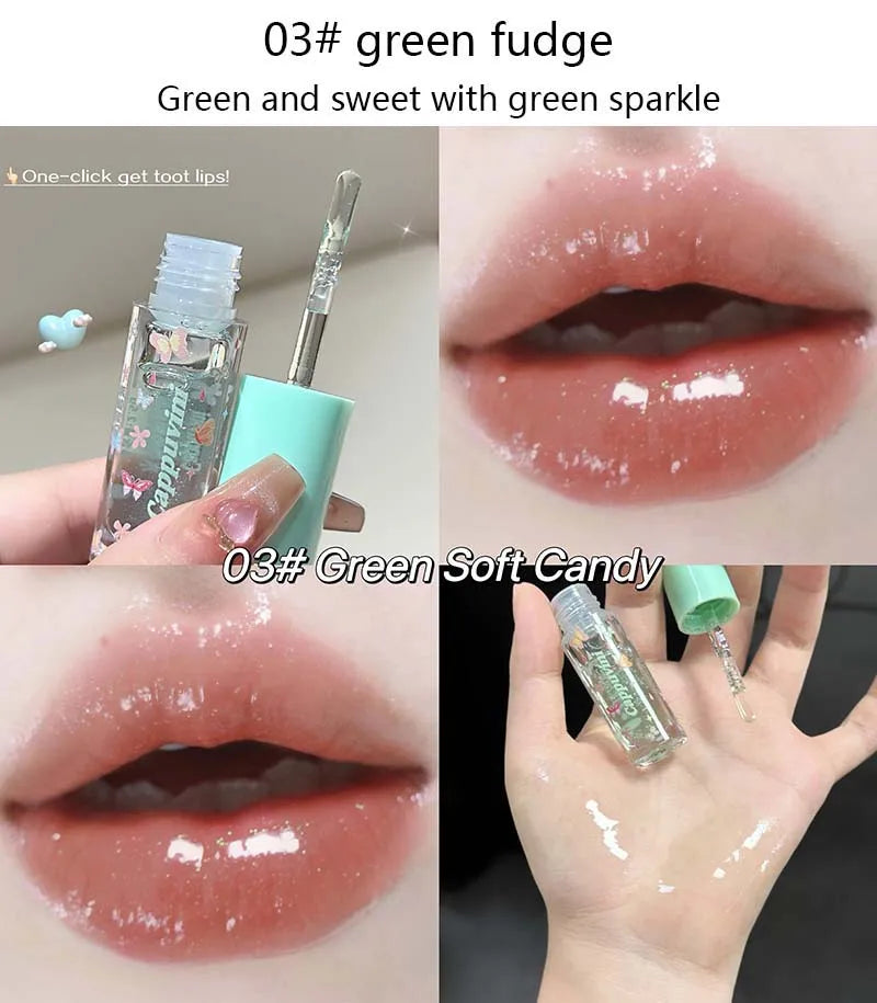 Moisturizing Water Light Lip Gloss Shimmer Transparent Jelly Mirror Lip Glaze Crystal Clear Hydrating Plumping Lip Gloss Makeup