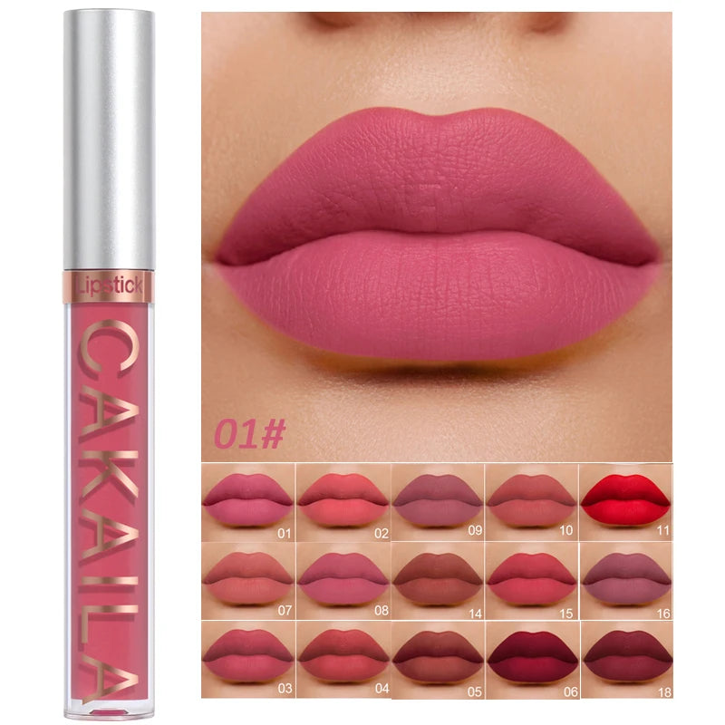 18 Colors Lipsticks Waterproof Sexy Matte Lip Gloss Women Makeup Long Lasting Red Pink Nude Liquid Lipstick Cosmetics