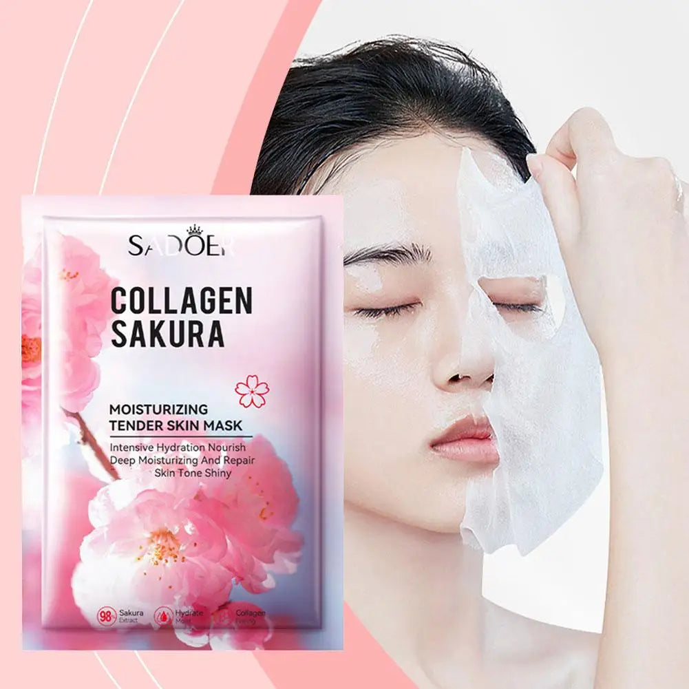Sakura Collagen Face Mask Moisturizing Lifting Firming Essence Reduces Wrinkles Fine Lines Brighten Facial Mask Beauty Skin Care