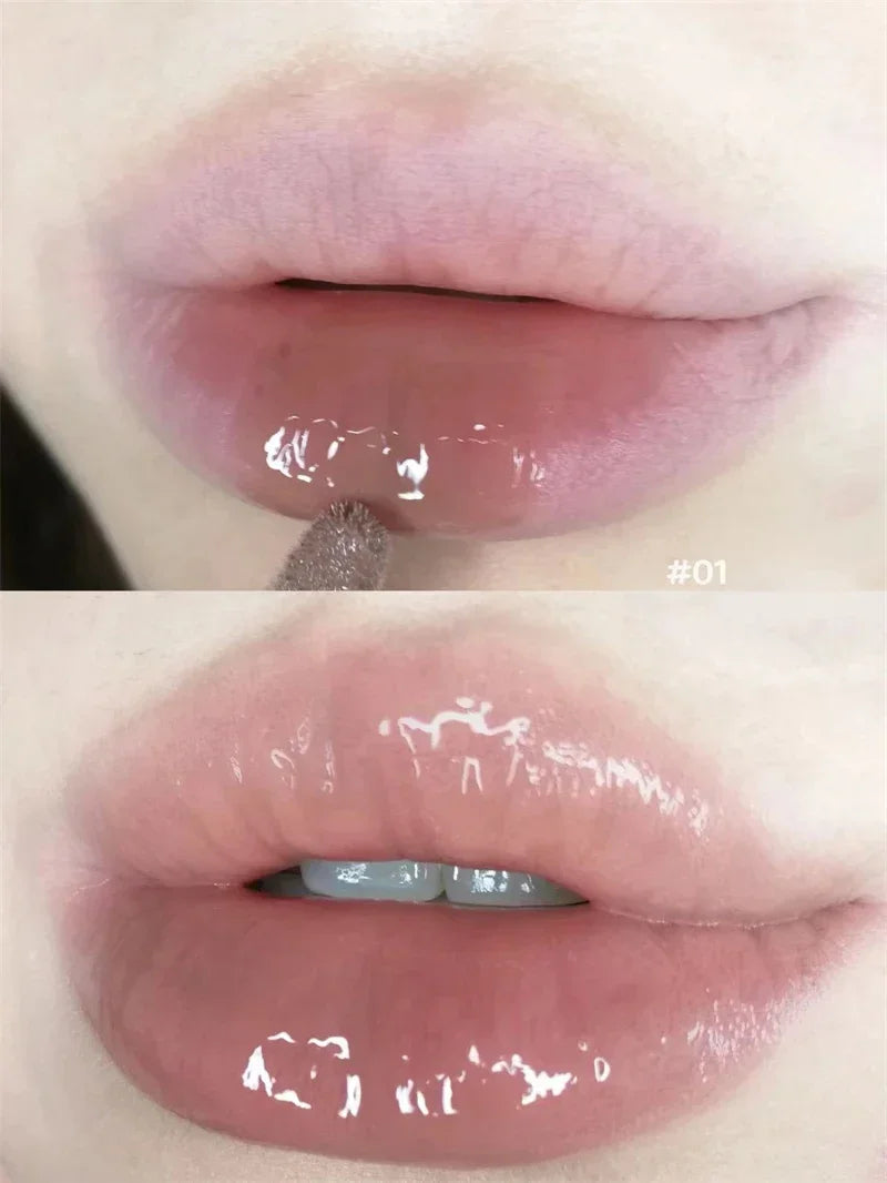 Punk Dark Brown Mirror Water Lip Gloss Red Lip Glaze Transparent Glass Lip Oil Waterproof Liquid Lipstick Clear Tint Makeup New