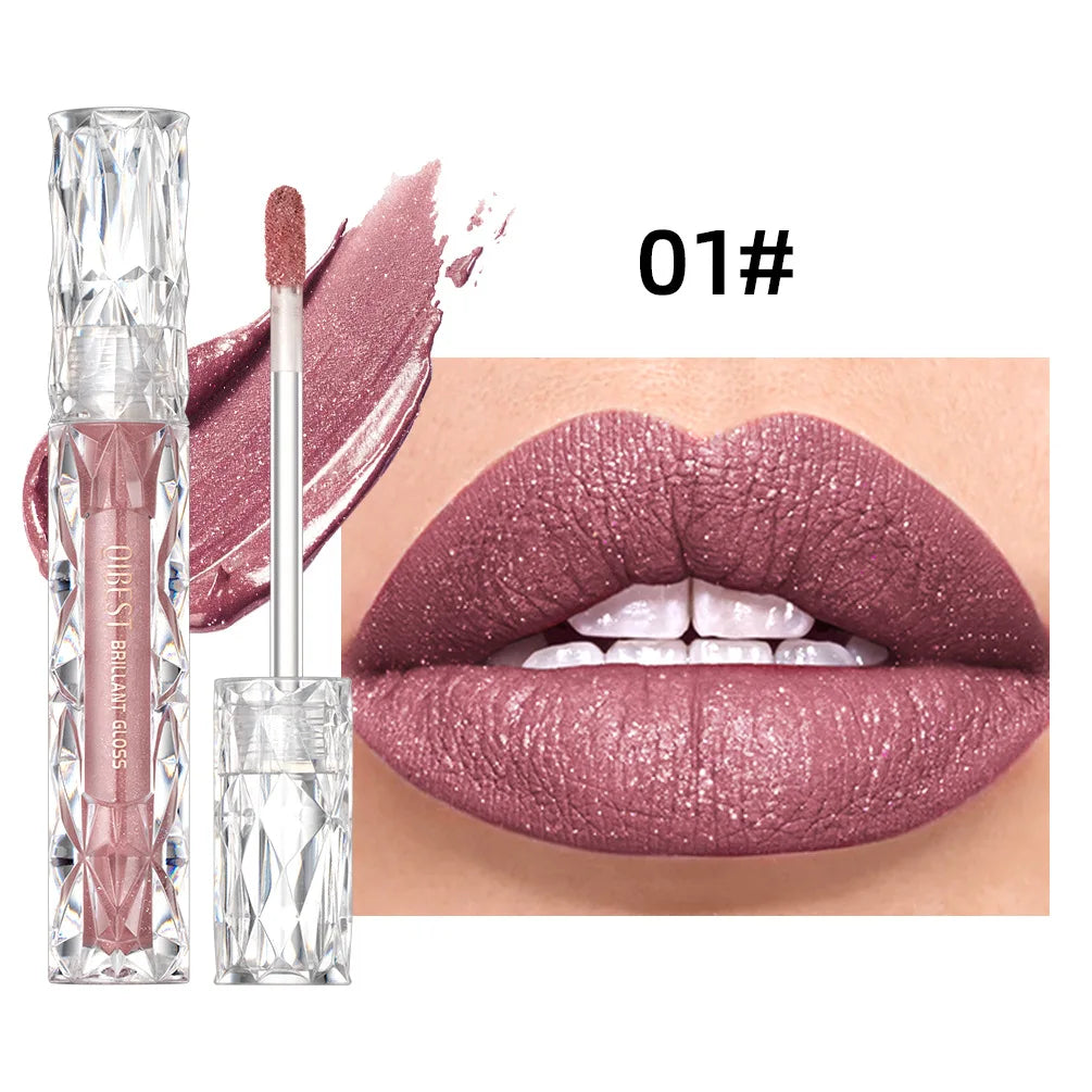 Diamond Shimmer Waterproof Lipgloss 10 Colors Liquid Lipstick Glitter Shiny Pearl Glaze Long Lasting Lip Tint Women Makeup