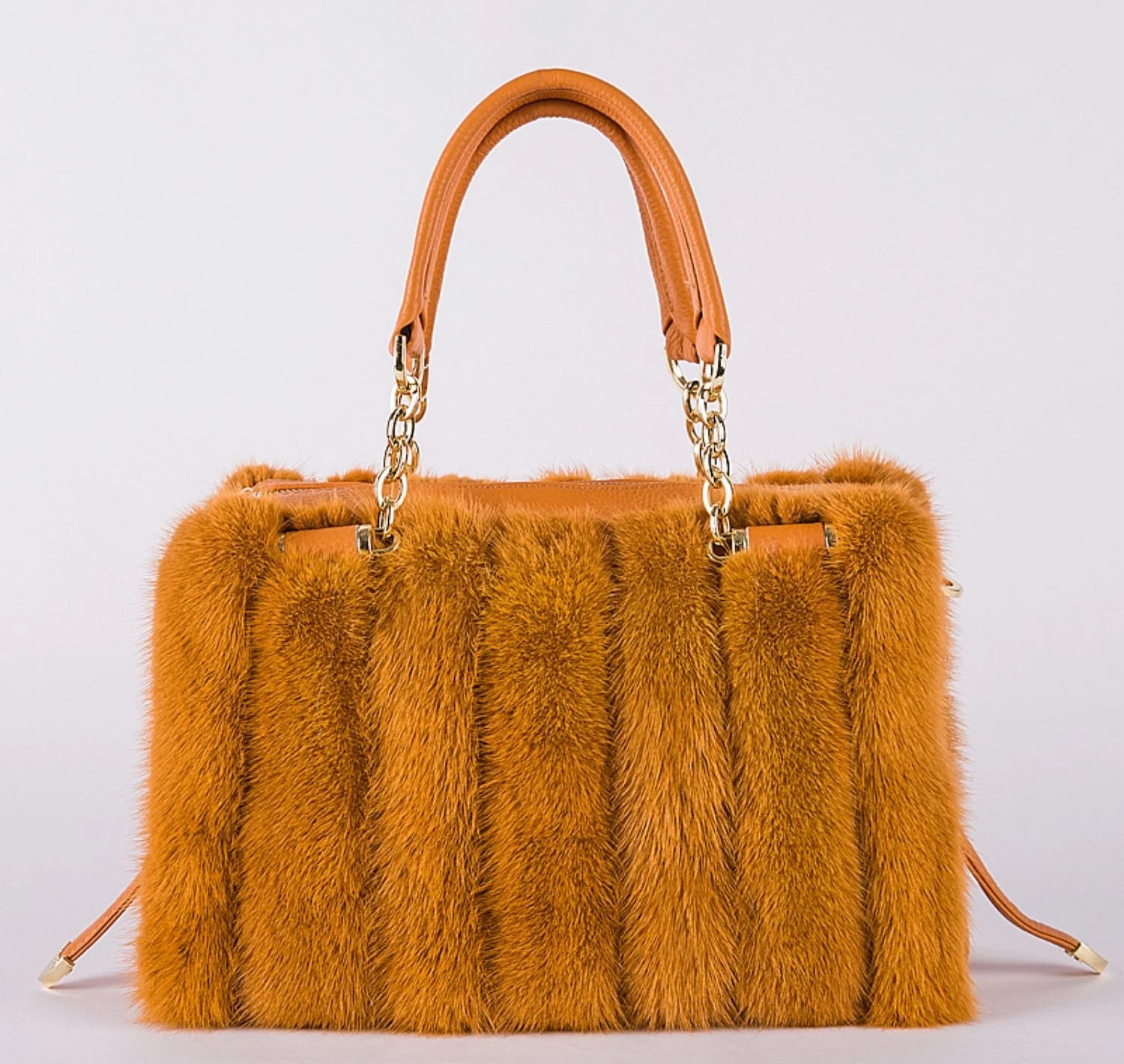 2021 New Mink Fur Bag Women Luxury Handbags Elegant Ladies Single Shoulder Bag Female Leather Solid Color Party Hand Bag
