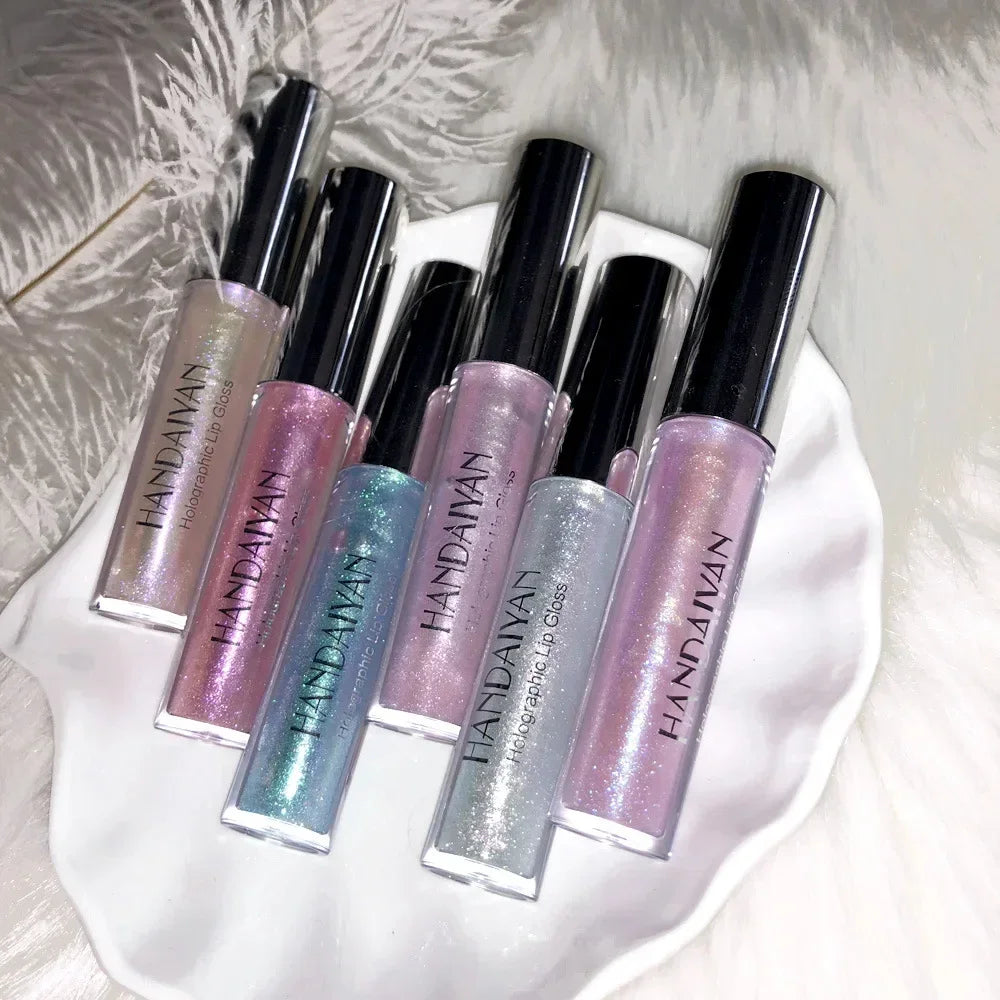 6 Colors Glitter Liquid Lip Gloss Tint Laser Holographic Lipstick Mermaid Glitter Lip Gloss Not Fading Lasting Lip Tint Cosmetic