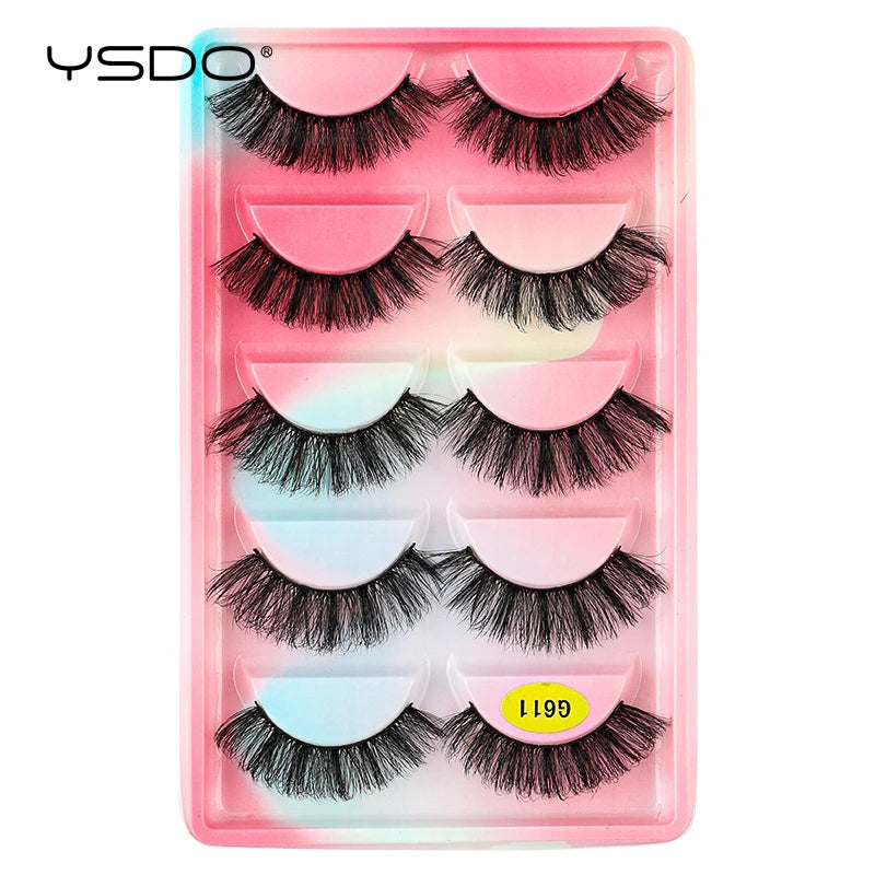 YSDO 5 pairs eyelashes makeup mink strip lashes dramatic eyelashes faux cils natural false eyelashes extension 3d mink eyelashes