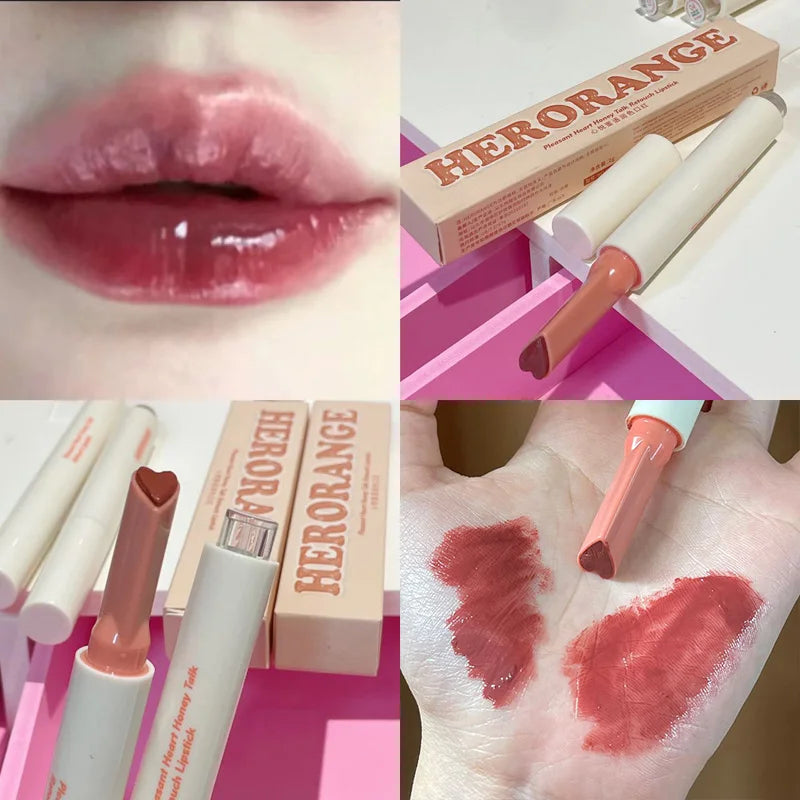 Crystal Honey Solid Lip Glaze Nude Rose Brown Plumping Lip Gloss Moisturising Jelly Tinted Lip Balm Hydrating Black Tea Lipstick