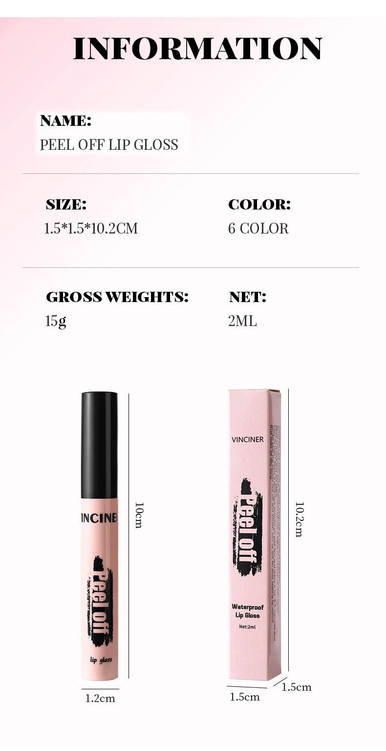 Peel Off Lipstick Matte Pink Tattoo Lip Gloss Waterproof Lipliner Long Lasting Matte Brown Lip Tint Tear-off Lip Stain Cosmetics