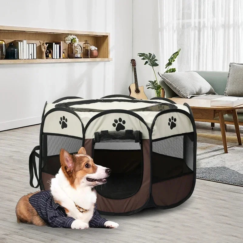 Foldable Octagonal Pet Tent Portable Cat Dog Cage for Outdoor Camping Large Enclosure Travel Fence House for Cats and Dogs