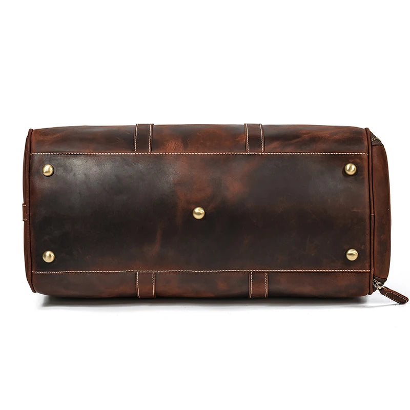Fashionable Style Men's Leather Travel Handbags Real Cowhide Leather Duffle Bags For Man Male Weekend Bags With Shoe Pocket