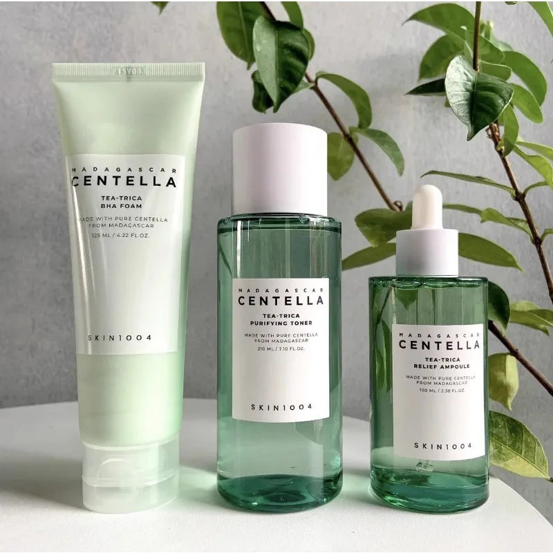 Korean Centella Tea-Trica BHA Foam Cleanser Purifying Toner Face Ampoule Serum and B5 Cream Relief Skincare Beauty Products Set
