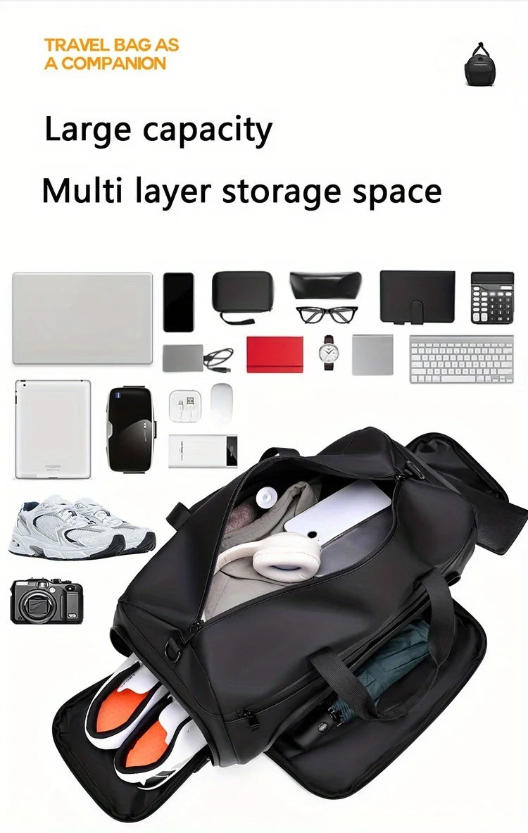 Large capacity men's sports crossbody bag, suitable for gym, travel, and outdoor activities - available in gray/green/black