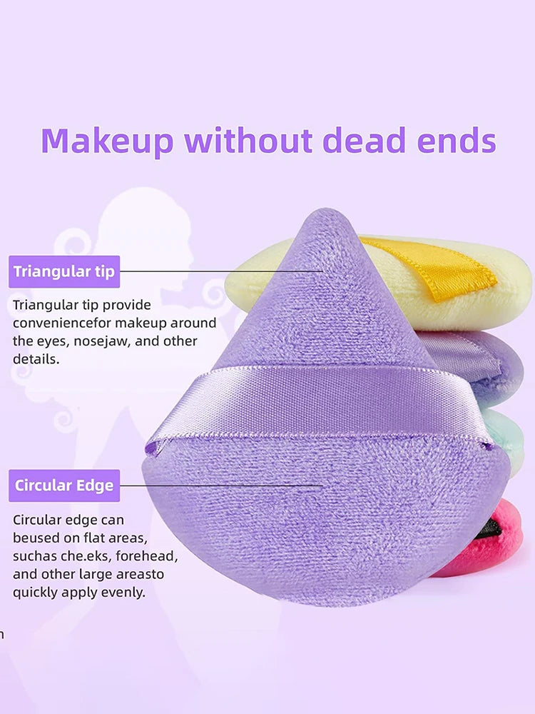 12 Pieces Powder Puff Face Triangle Makeup Sponge Soft Velour Puffs for Loose Powder Setting Powder Blender Foundation Sponge Be