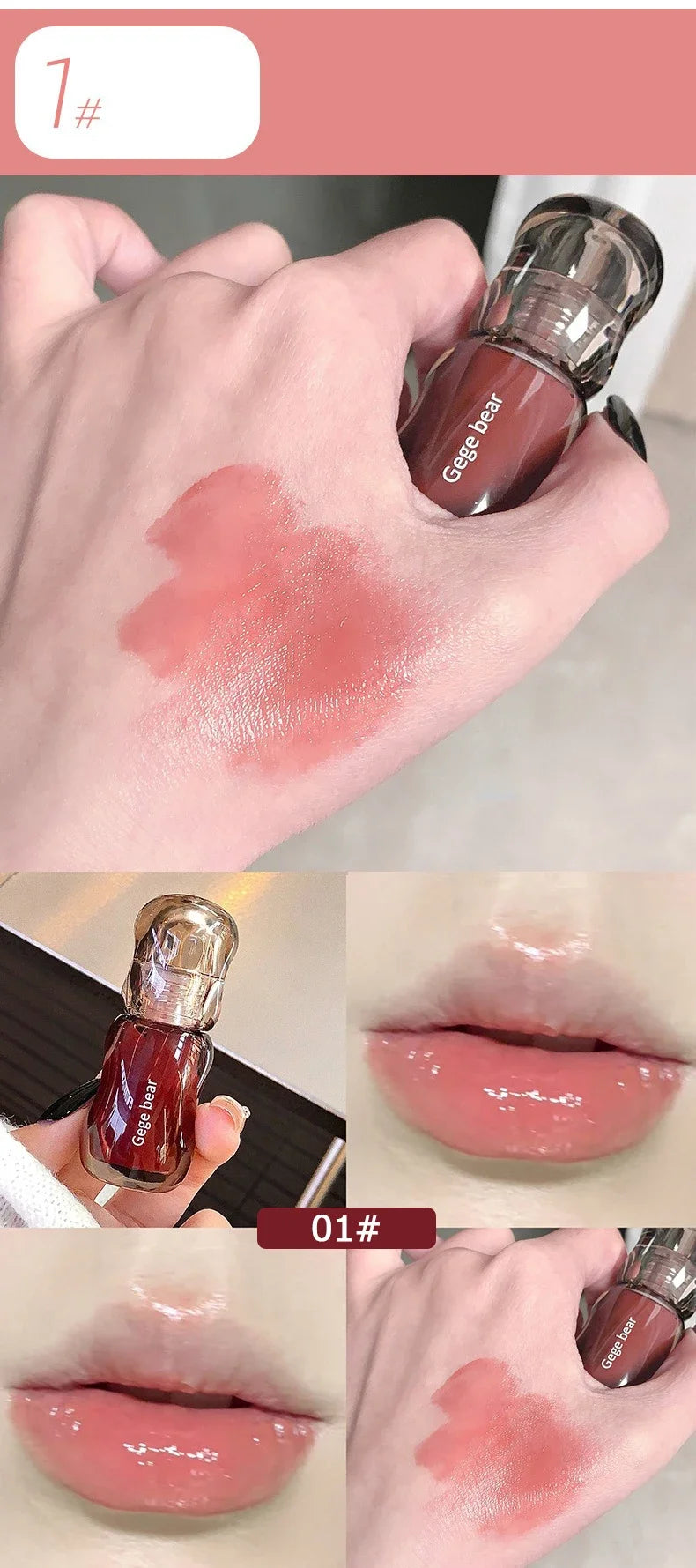 GegeBear Crystal Clear Lipgloss Hydrating Water Liquid Lipstick Light Lip Tint Plumping Non-stick Cup Lips Makeup Women Cosmetic