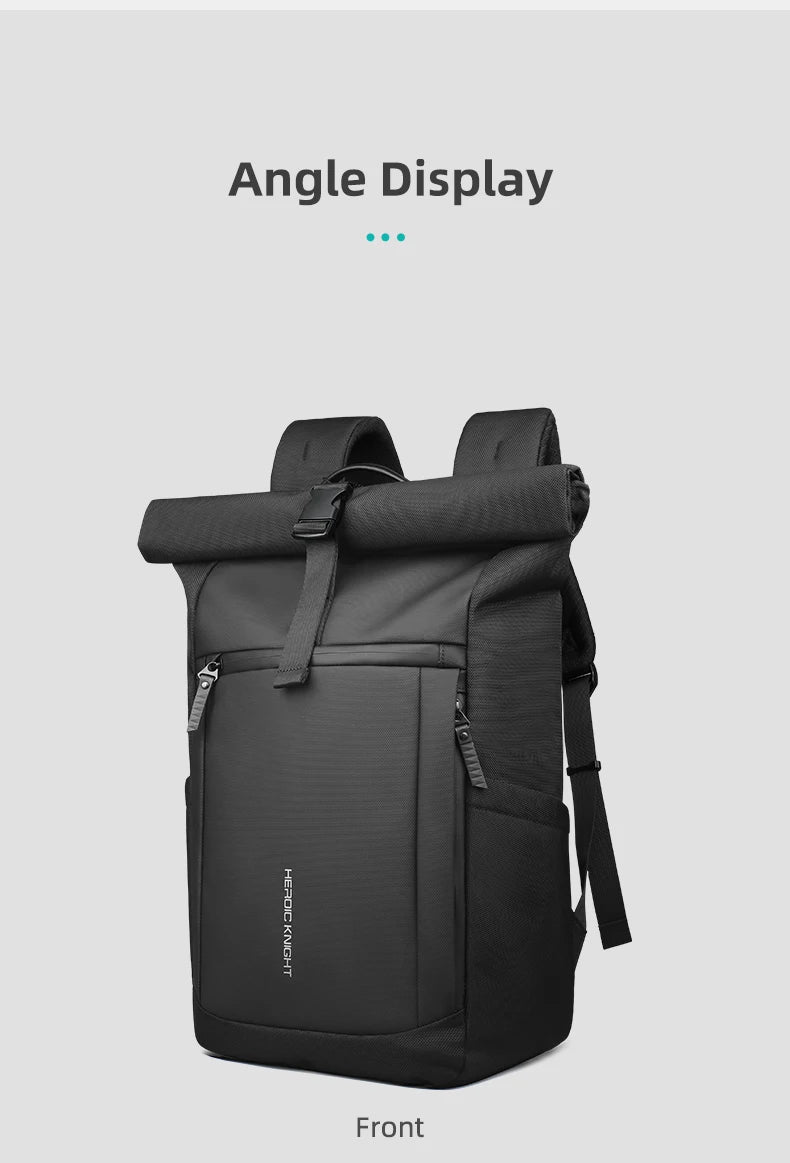 HK Business Roll Top Men's Backpack Large Capacity 15.6 Inch Laptop Bag Waterproof Hiking Travel Backpack Expandable School Bags