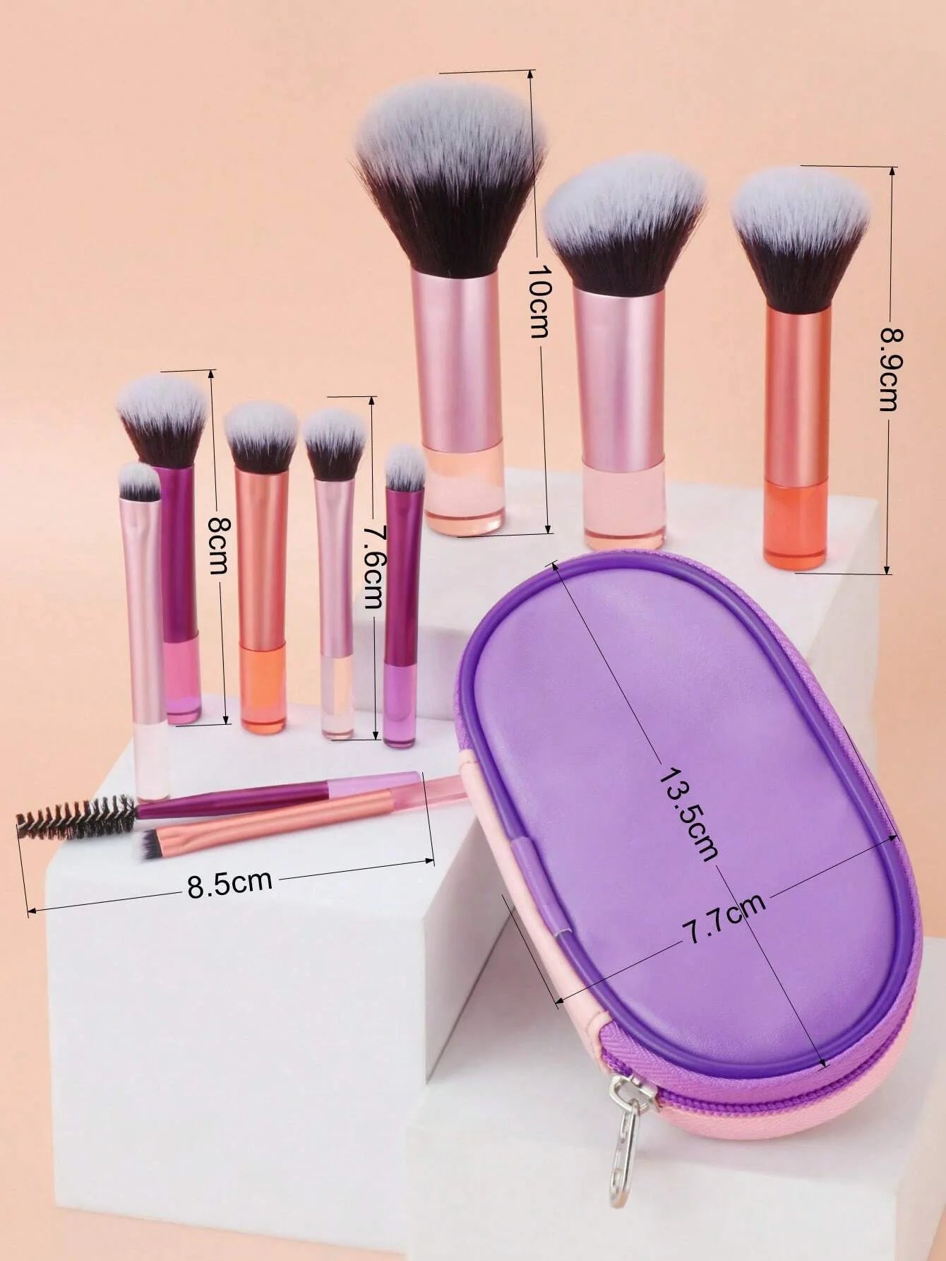 10 color Mini makeup brush Travel portable Makeup Tool - Palm Brush Professional Makeup tool set gift
