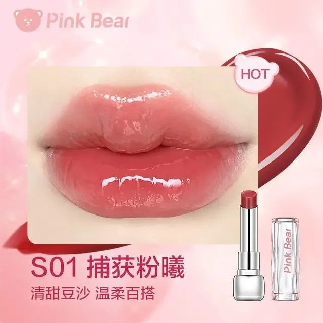 Pink Bear Water Essence Solid Lipgloss Moisturizing Mirror Lip Glaze LipSugar Light Lipstick Light Sensation Beauty Makeup