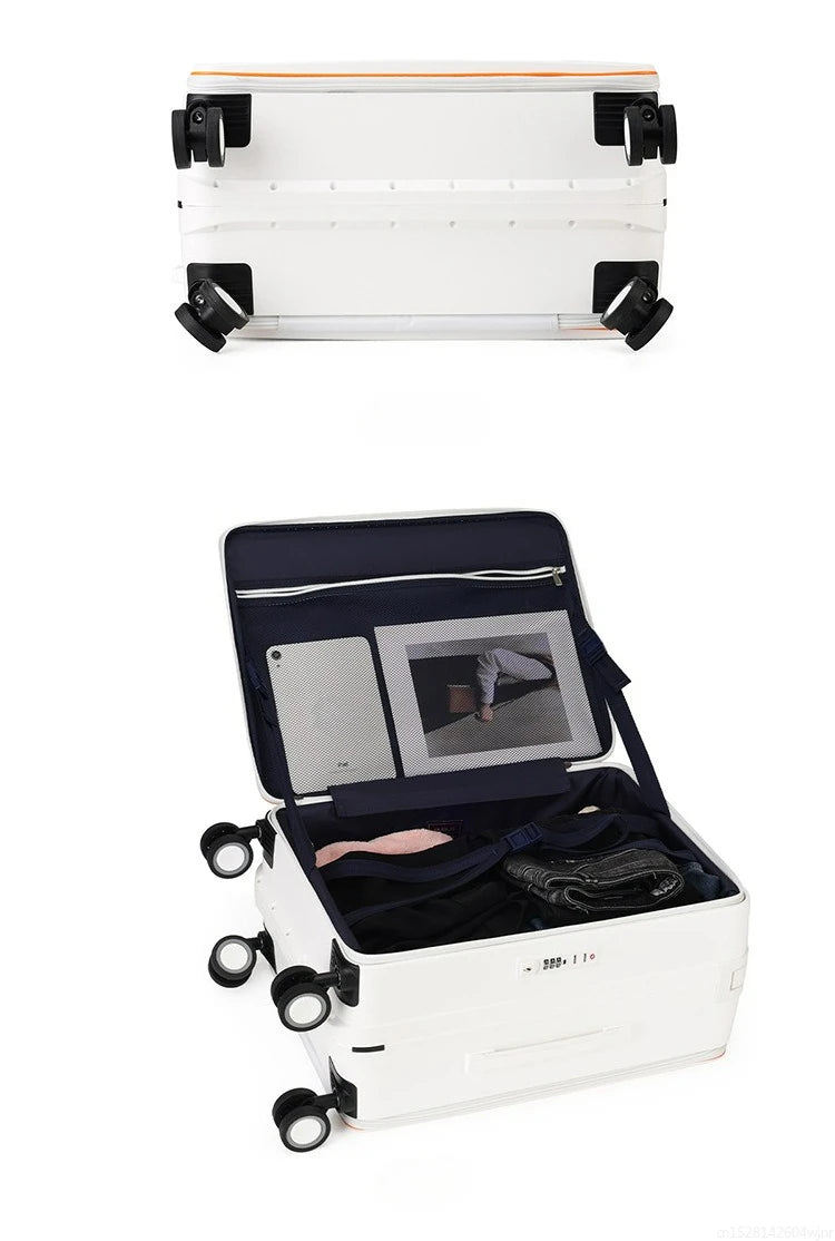 20/24 Inch Front Opening Travel Bags 1:9 Wide Pull Rod in The Deep Warehouse Rolling Luggage Case Travel Suitcases with Wheels