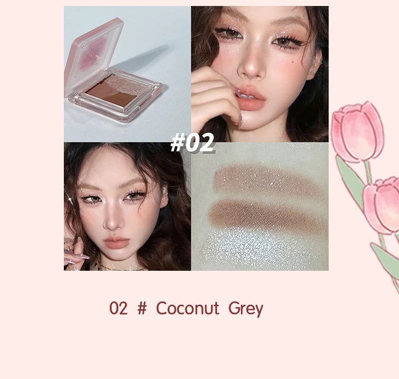 Mini 3-Color Earth Brown Eyeshadow Palette Pearly Matte Grey Glitter Eye Shadow Shiny Shimmer Eye Pigment High Gloss Makeup