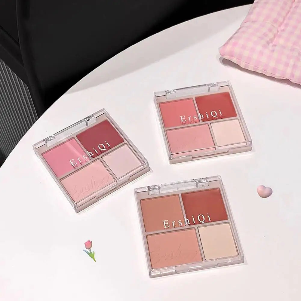 4 Colors Concealer Blush Cream Matte Highlight Contour Makeup All-in-one Palette Rose Hawthorn Cheek Tint Blusher Powder Makeup