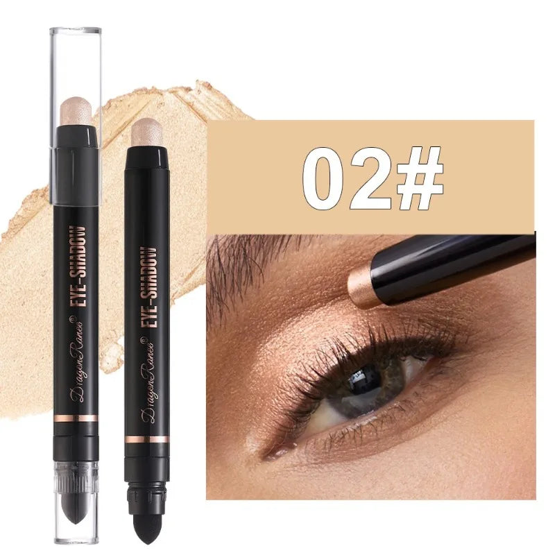 12-color Double Tip Eyeshadow Pen Set Metallic High Gloss Smudger Brighten Eye Makeup Pencil Shining Brown Eye Shadow Cosmetics