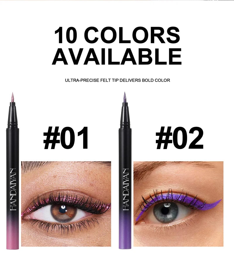 Glitter Liquid Eyeliner Pencil Waterproof Purple Pink Blue Eye Liner Pen Long Lasting Quickily Drying Eyes Makeup Cosmetics