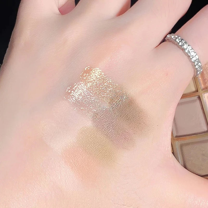 DIKALU Spring And Summer New Eyeshadow Palette Oh Rosy Nine Palace Grid Auto Focus Low Saturation Smoke Powder Rose Plate