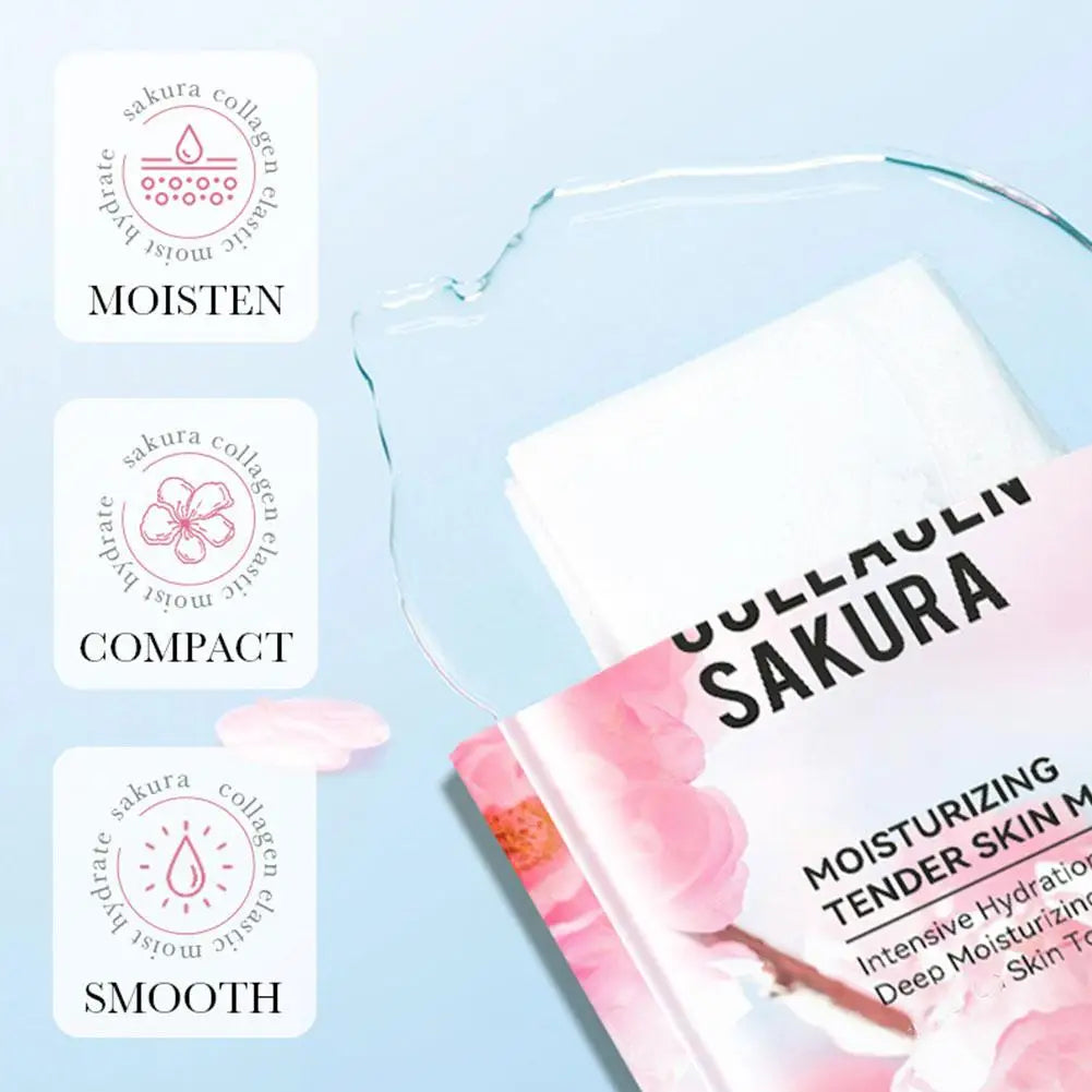 Sakura Collagen Face Mask Moisturizing Lifting Firming Essence Reduces Wrinkles Fine Lines Brighten Facial Mask Beauty Skin Care