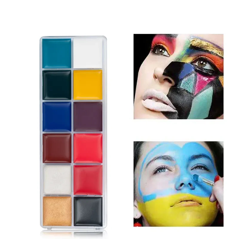 12/20 Colors Face Body Painting Fake Blood ,Halloween Professional Special Effects Makeup Kit with Wound Modeling Scar Wax