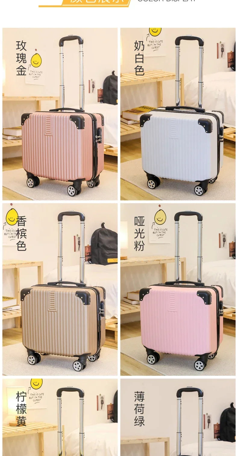 Mini Small 18-Inch Travel Boarding Suitcase Luggage Student Japanese-Style Retro Lightweight Password Trolley Case