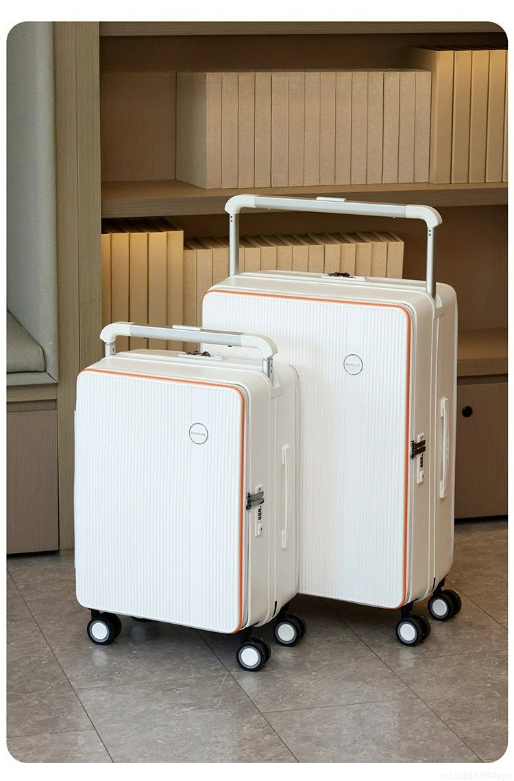 20/24 Inch Front Opening Travel Bags 1:9 Wide Pull Rod in The Deep Warehouse Rolling Luggage Case Travel Suitcases with Wheels