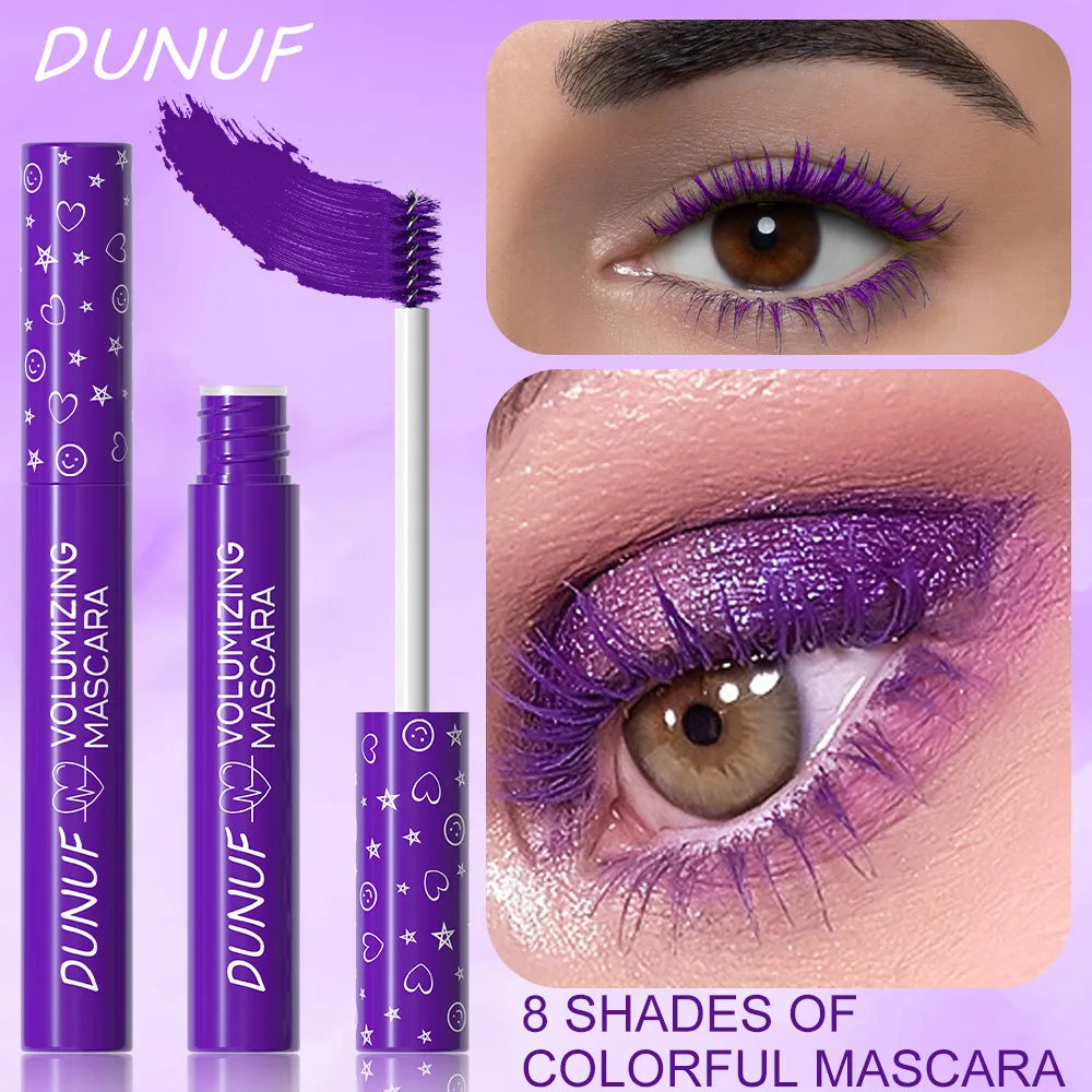 2pcs Green Purple Slender Curly Mascara, Color Mascara Waterproof Not Easy To Smudge, Portable Fine Brush Head，Holiday Makeup