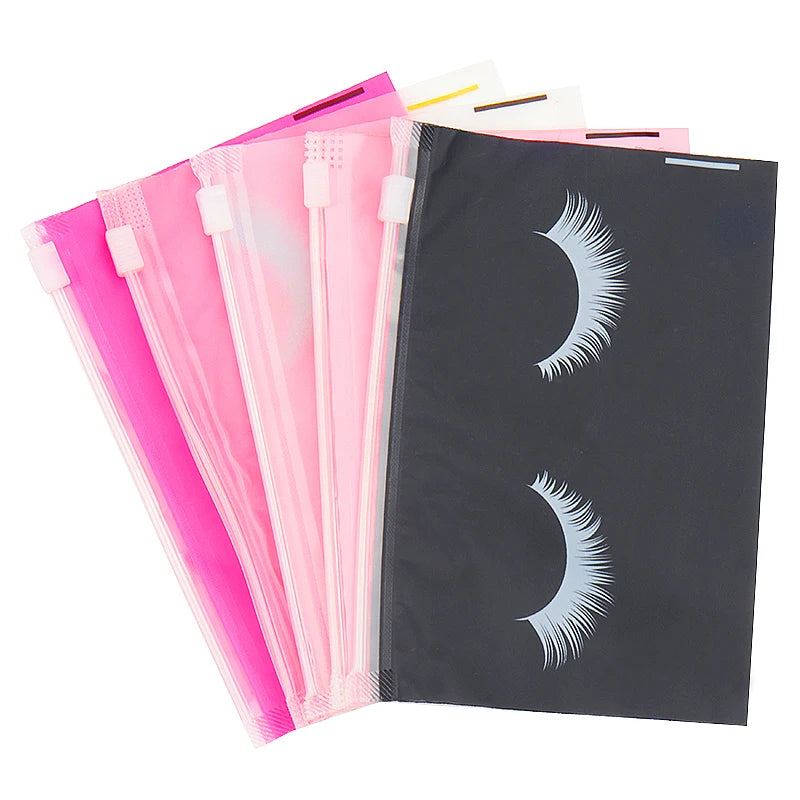 10pcs Eyelash Aftercare Bags With Zipper Toiletry Makeup Pouch Cosmetic Travel Beauty Tool Packaging Lash Extension Supplies