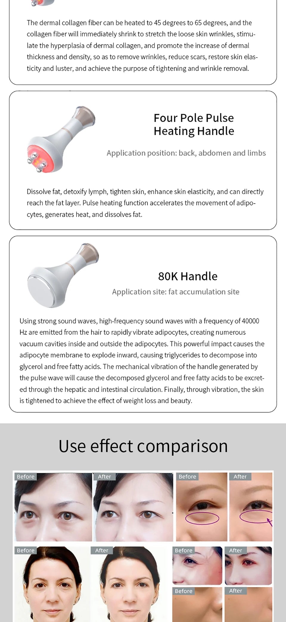 Ultrasonic 80KHz 3 in 1 Cavitation RF Facial Body Shaping Massage Fat Cellulite Skin Tightening Loss Burner Lifting Beauty Devic