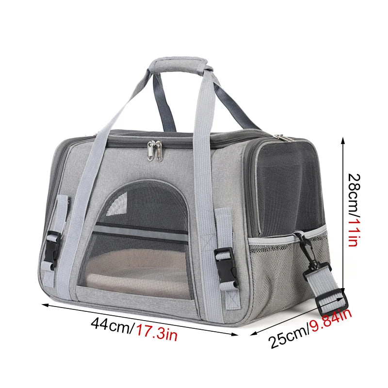 Soft-Sided Pet Travel Carrier , Mesh Breathable Carrier Bags for Cats Dogs Comfort Foldable Handbag Pet Transport Bag