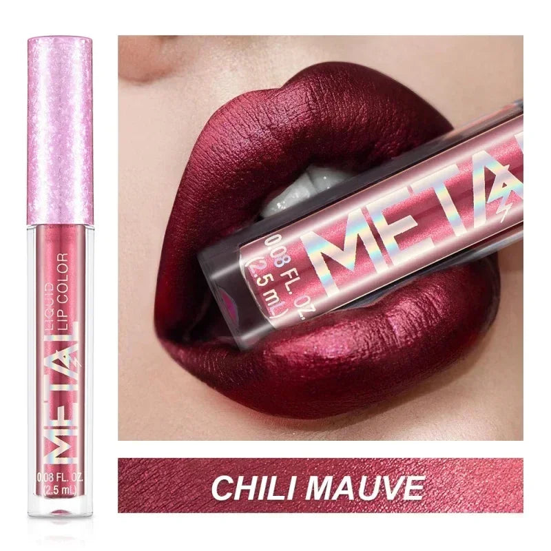Waterproof Pearl Matte Lipstick Long Lasting Non-Stick Cup Lip Glaze Shimmer Glitter Metallic Lip Gloss Lips Makeup Cosmetics