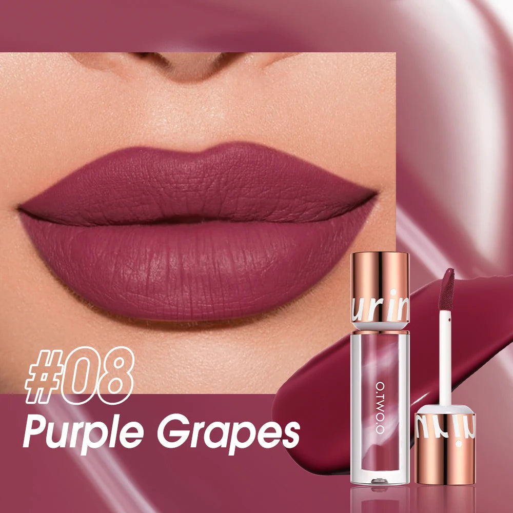 O.TWO.O Newest Lipstick Waterproof Makeup Lip gloss Rose Rouge Silk Liptint Matte Sexy Red Lip Stain Liquid Lipgloss