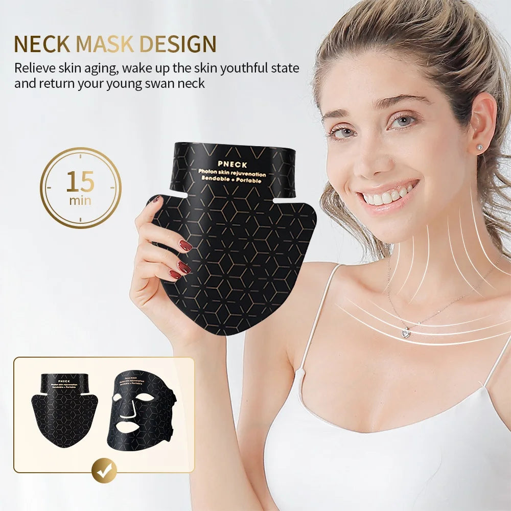 Silicone LED Mask Face With Neck 4 Colors LED Light Photon Infrared Therapy Flexible Facial Mask Repair Skin Brighten Skin Tone