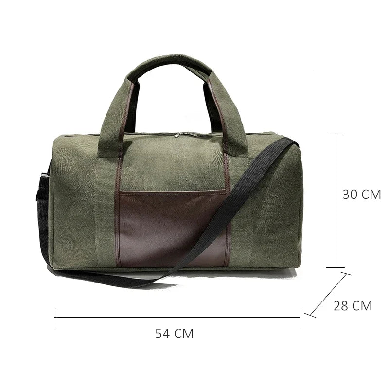 Canvas Simple Travel Luggage Handbags Solid Durable Duffel Shoulder Bags Crossbody Weekend Carry Organizer for Men Women